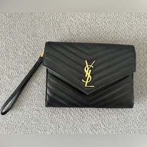 YSL Cassandre Matelasse flap pouch, quilted black leather